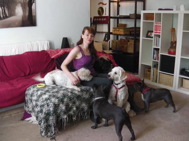 Catherine with the day care dogs